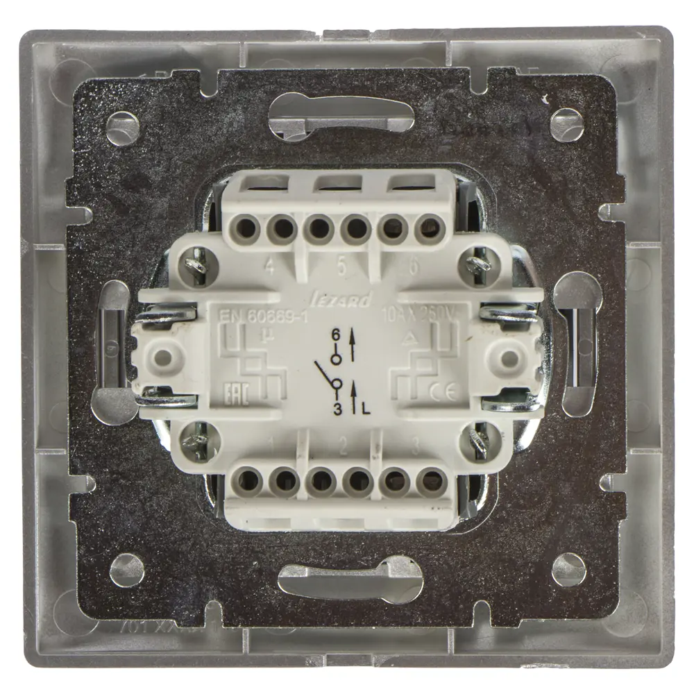 Выключатель Lezard Mira, с вставкой, серый металлик STLM-2173351 - Вид №1