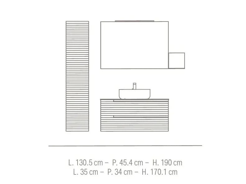 Подвесной умывальник с ящиками, навесным шкафом и зеркалом BMT Everyday ARCH-00038977 - Вид №3