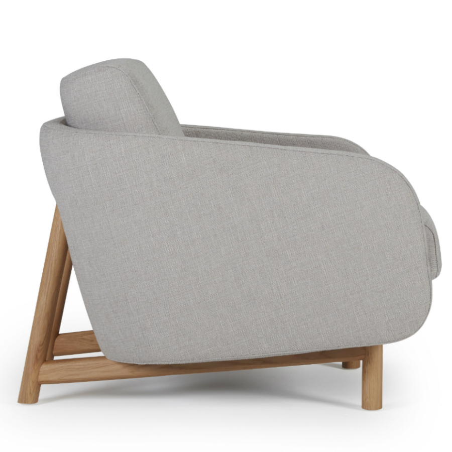 Кресло Tved с ножками из дуба, светло-серое Kragelund 29001202163 - Вид №3