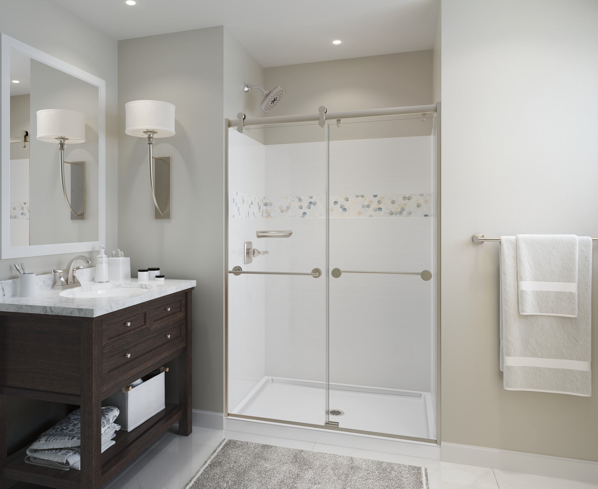 40074 Подставка для душа 48 "X 34" Delta Faucet Classic 400 Глянцевый белый  - Вид №8