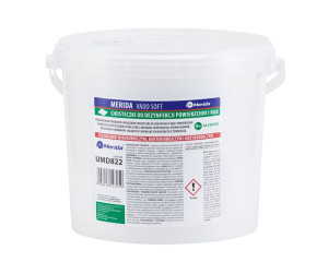 UMD822 Салфетки для дезинфекции рук и поверхностей VADO SOFT, без спирта, ведро 6 л, рулон 65 м, 260 листов Merida