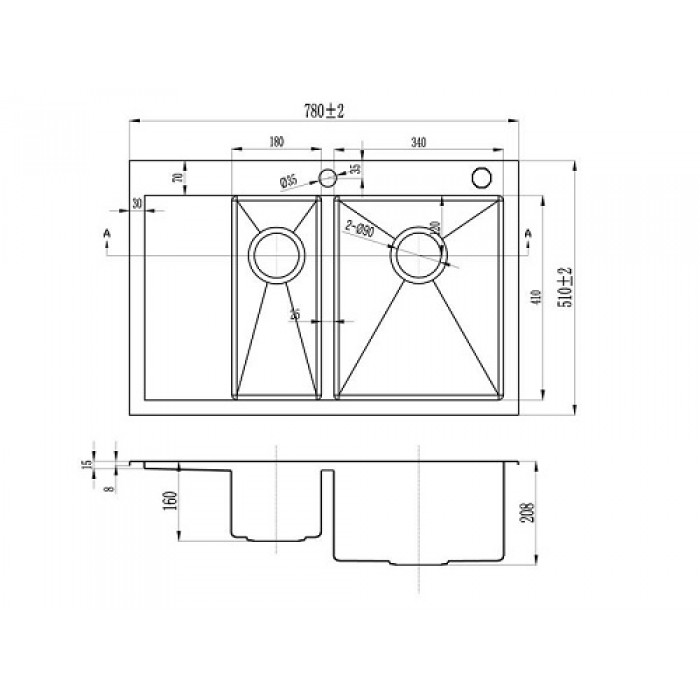 Zorg RX-5178-2-R Мойка кухонная прямоугольная Zorg  - Вид №2