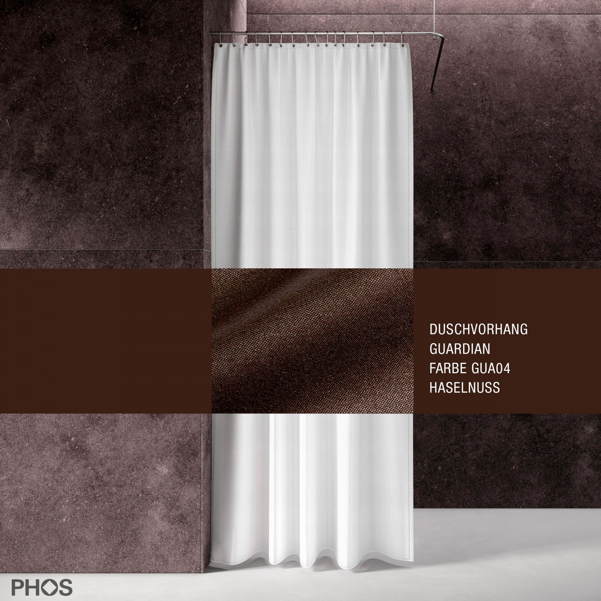 DV-GCS200-100-GUA04 Душевая занавеска Guardian, длина 200 см, ширина 100 см. фундук PHOS 