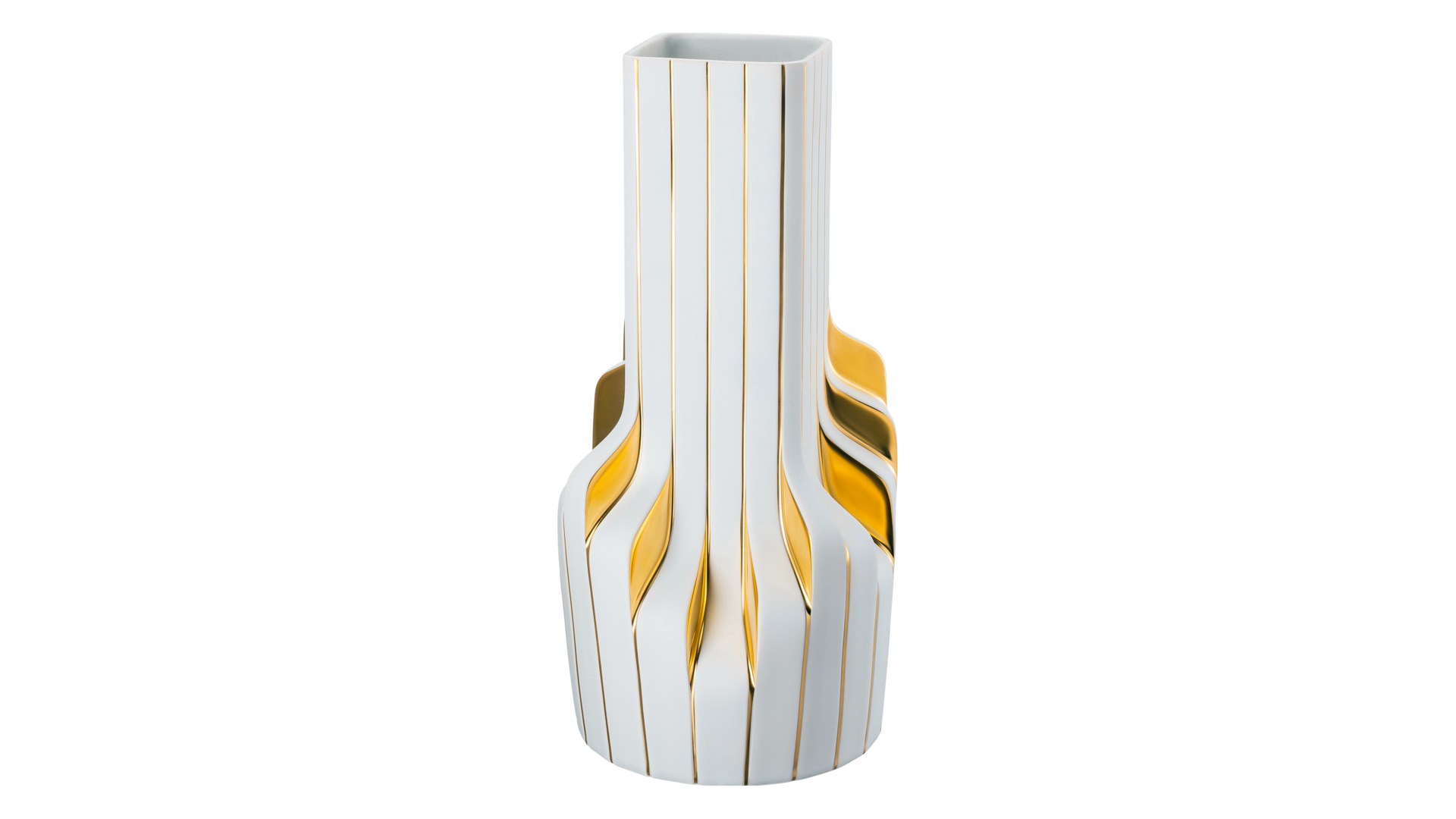 10640569 Rosenthal Ваза Rosenthal Полосы 40см, фарфор, белая, золотая (Заха Хадид) Фарфор  - Вид №1