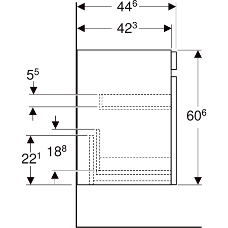 501.904.01.1 Шкафчик для раковины Geberit Renova Plan, с одним выдвижным ящиком и одним внутренним выдвижным ящиком Geberit  - Вид №56