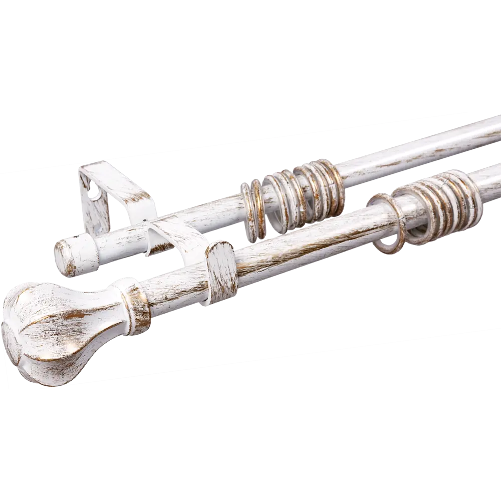 Карниз двухрядный раздвижной Inspire Чаша 160-300 см цвет белый антик STLM-2076968