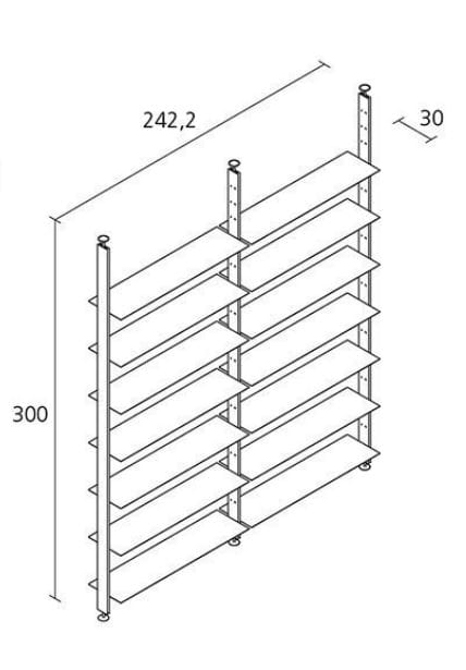Алюминиевый книжный шкаф с креплением пол-потолок Alias Aline ARCH-00120335 - Вид №1