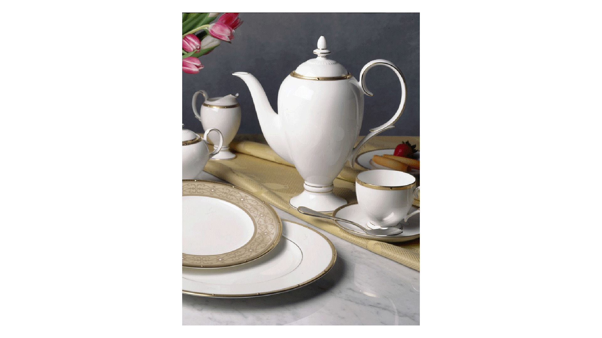 10665422 Noritake Набор из 6 чашек чайных с блюдцами Noritake "Рочель,золотой кант" 200мл Фарфор костяной  - Вид №5
