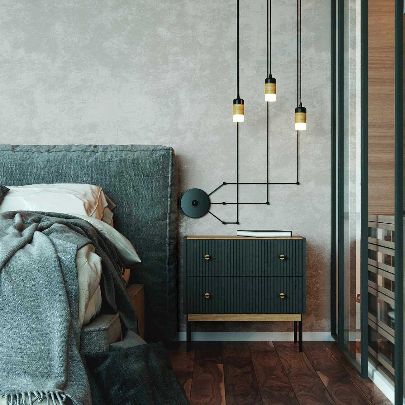 Тумба с двумя ящиками 61х64 см серая Land BRAGIN DESIGN LIVING 00-3862477 Серый - Вид №2