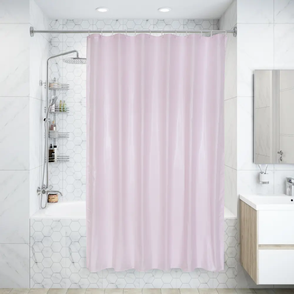 Штора для ванны Brillar pink, 180х200 см, полиэстер, цвет розовый WESS STLM-2015674