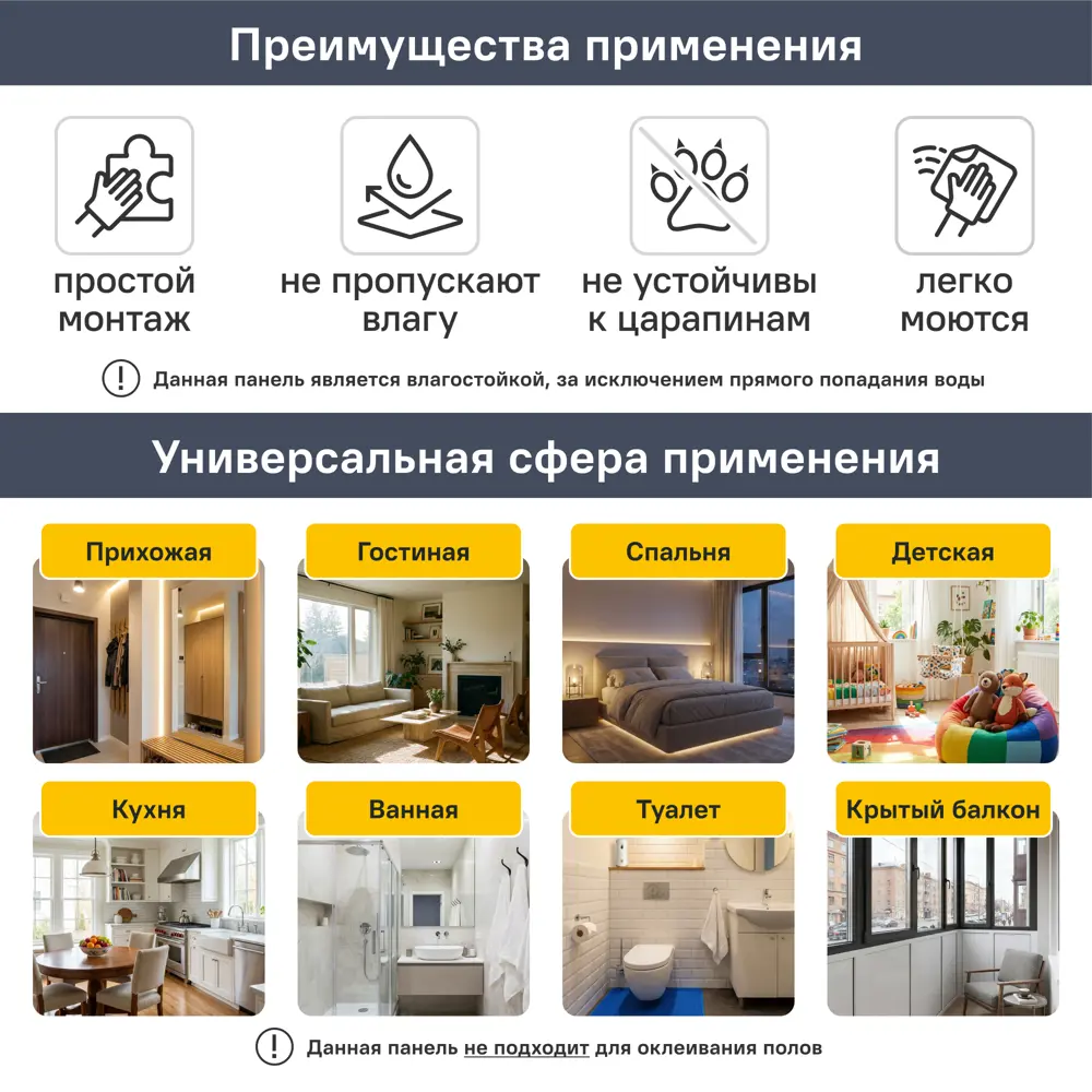 Стеновая панель ПЭТ грей вуд 3x680x680 мм 0.47 м² 89449855 STLM-2154160 Santreyd  - Вид №5