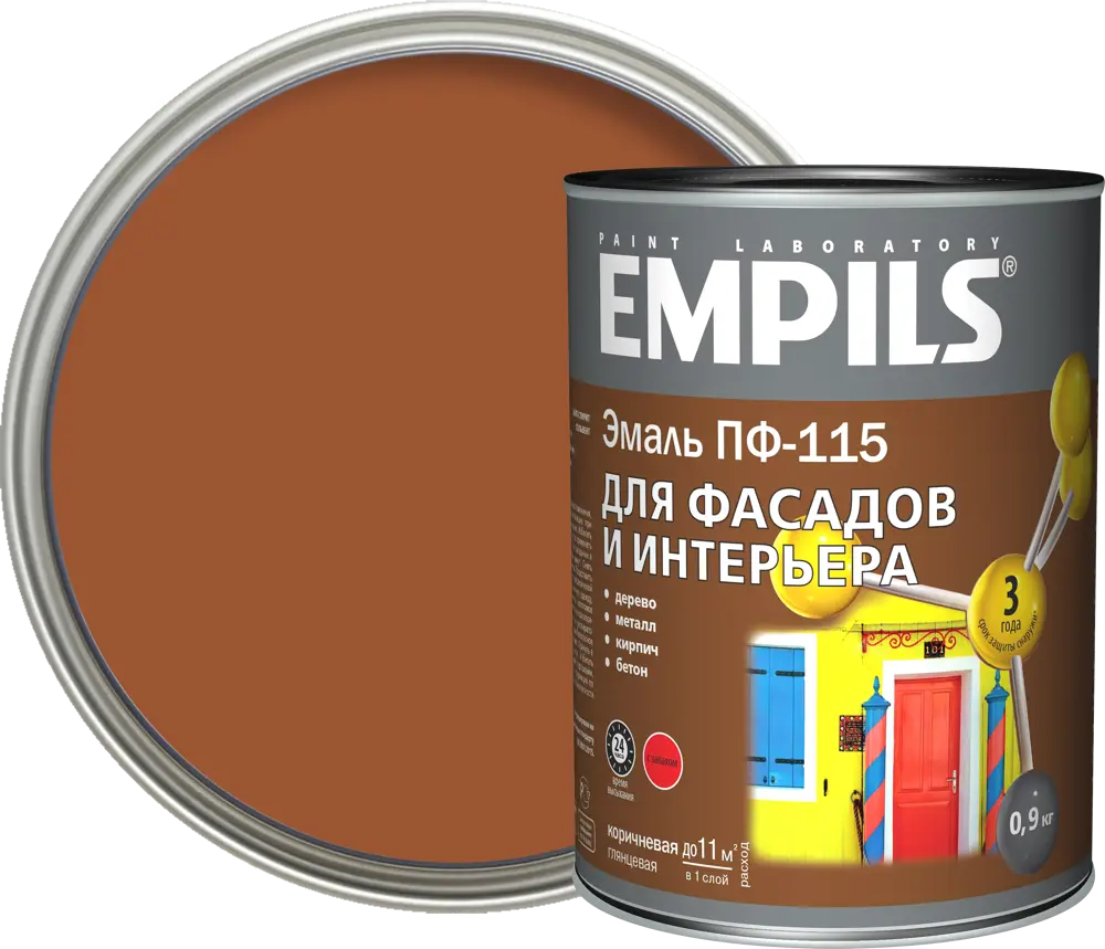 18449316 Эмаль ПФ-115 Empils PL глянцевая цвет коричневый 0.9 кг STLM-0010809