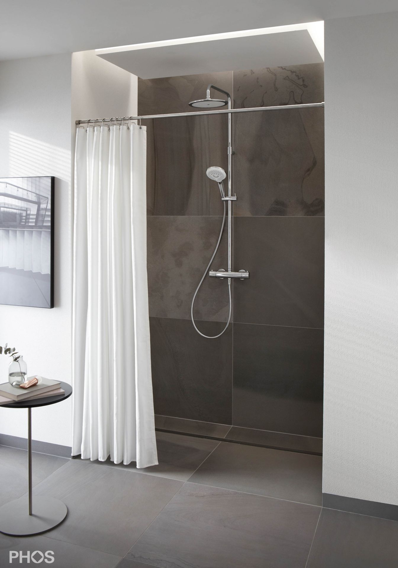 DSRN20-1 Карниз для душевой занавески в виде трубки ø20 мм от 50 до 100 см - на заказ PHOS  - Вид №1