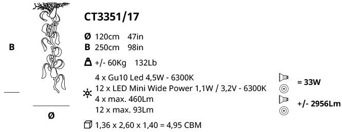 Serip Подвесной светильник из бронзы ручной работы Icarus Ct3351/17 - Вид №1
