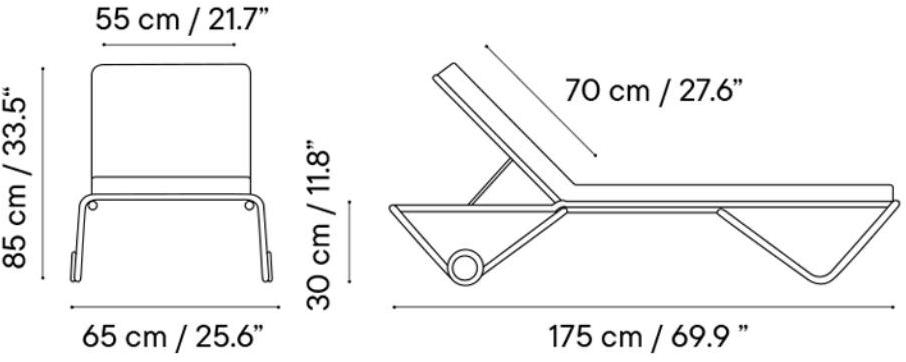 iSimar Откидной алюминиевый садовый шезлонг на колесиках Barceloneta 8109 - Вид №3