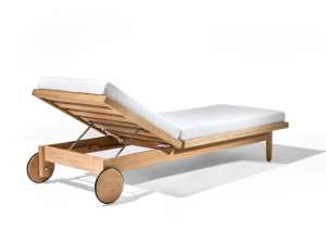 Садовая кровать с откидной спинкой из тикового дерева с колесами