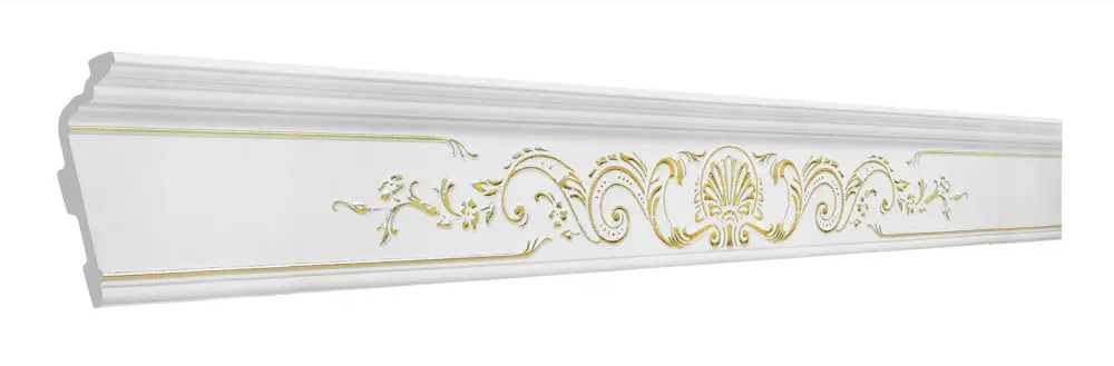 90543170 Потолочный плинтус Glanzepol GP 108 Gold 2000x75x185мм подходит под натяжной потолок STLM-0273422