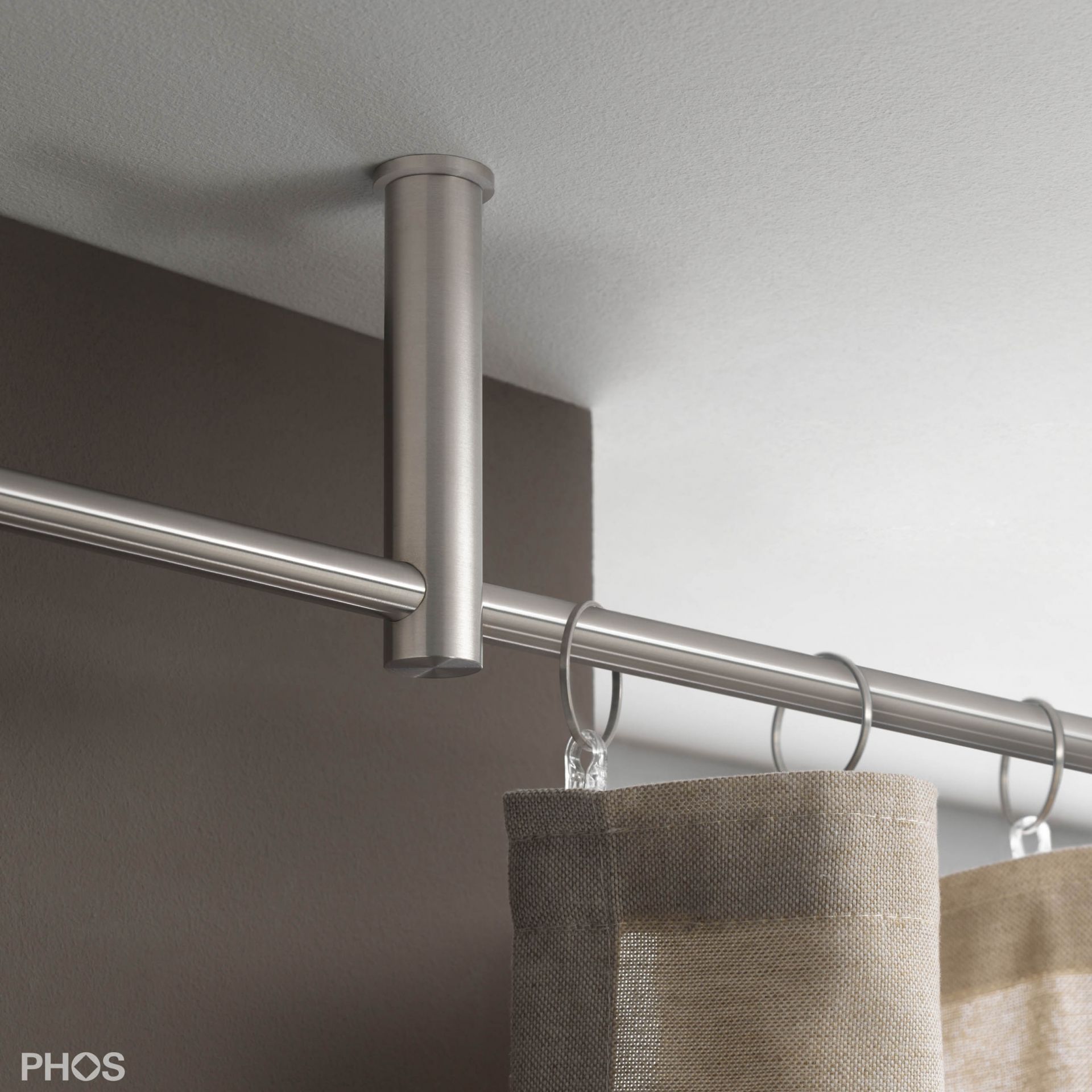 VS20-100E2000-D Комплект карнизов: 200 см с 2 концевыми кронштейнами (среднее расстояние до потолка) PHOS  - Вид №1