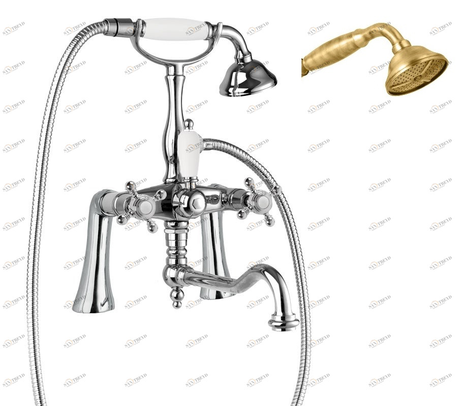 Смеситель на борт ванны с ручным душем, шлангом 150 см CEZARES GOLF-PBV2-02-M