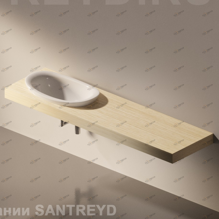 Flaminia IO e SI Столешница с отверстием под раковину от 150 до 200 см светлый дуб IO75M3.WL Ceramica Flaminia IO75M3WL