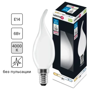 LEXMAN LED-лампа E14 свеча на ветру матовая 6Вт нейтральный белый 82991687