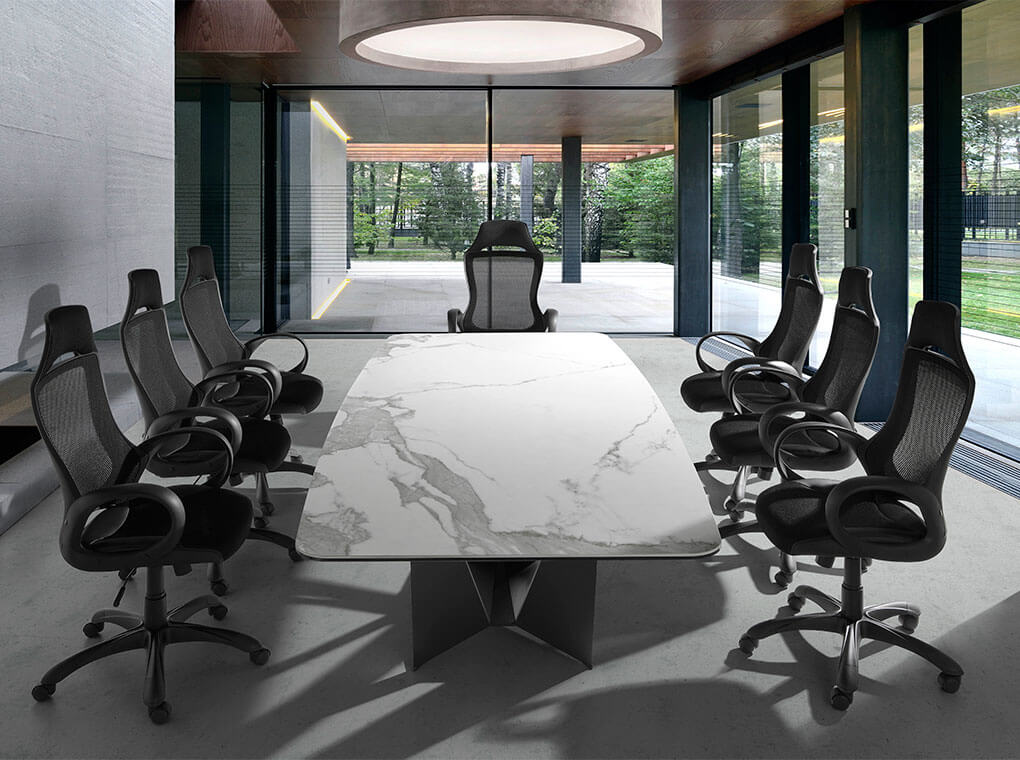 077797 Стол обеденный прямоугольный мраморный 240 черные ножки Angel Cerda CT2061  - Вид №6