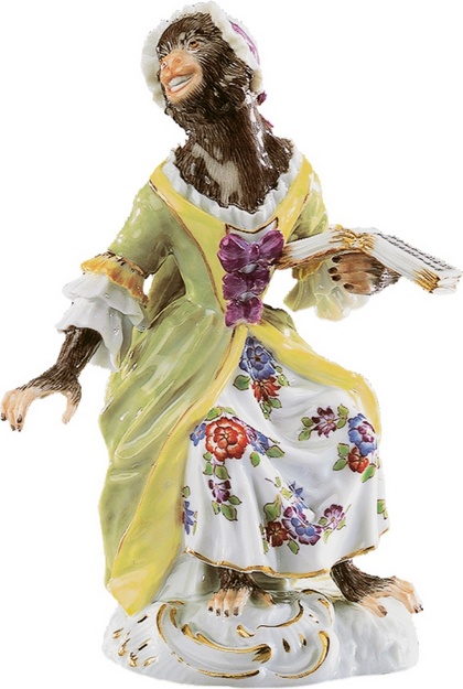 10545938 Meissen Фигурка 12,5см "Певица "Обезьяний оркестр" Фарфор 