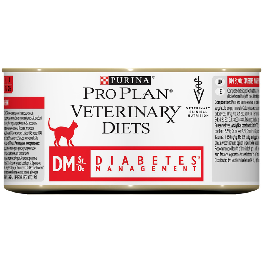 ПР0033167 Корм для кошек Veterinary Diets DM St/Ox при диабете, говядина конс. 195г Pro Plan 