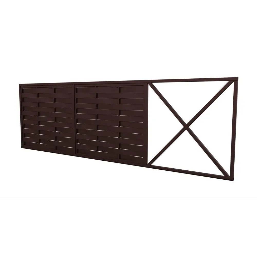 Ворота из профнастила 200x400 см 60x60 мм откатные RAL 8017 коричневый Santreyd STLM-2146688 - Вид №2