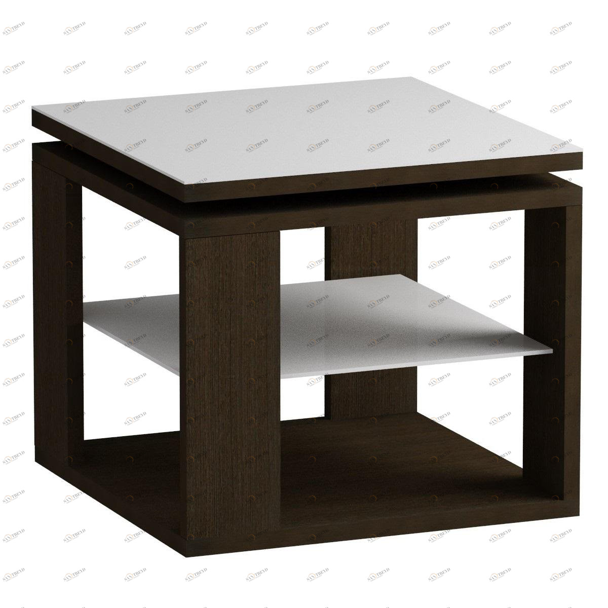 Кофейный столик квадратный со стеклянной столешницей венге LS 747 IMPEX  00-3967378 Белый;венге 