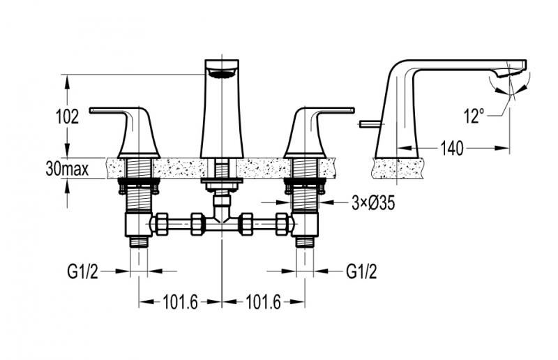 Смеситель для раковины без донного клапана Cezares GLOBO-F-BLS-01-W0 - Вид №1