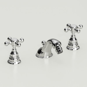 739290 Смеситель на биде на 3 отверстия с выпуском, цвет Хромированный Kerasan RETRO Италия