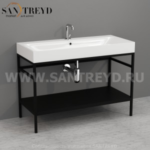 924431 Cento напольная структура из стали, с металлической полкой черной матовой 100 см Kerasan Cento Италия