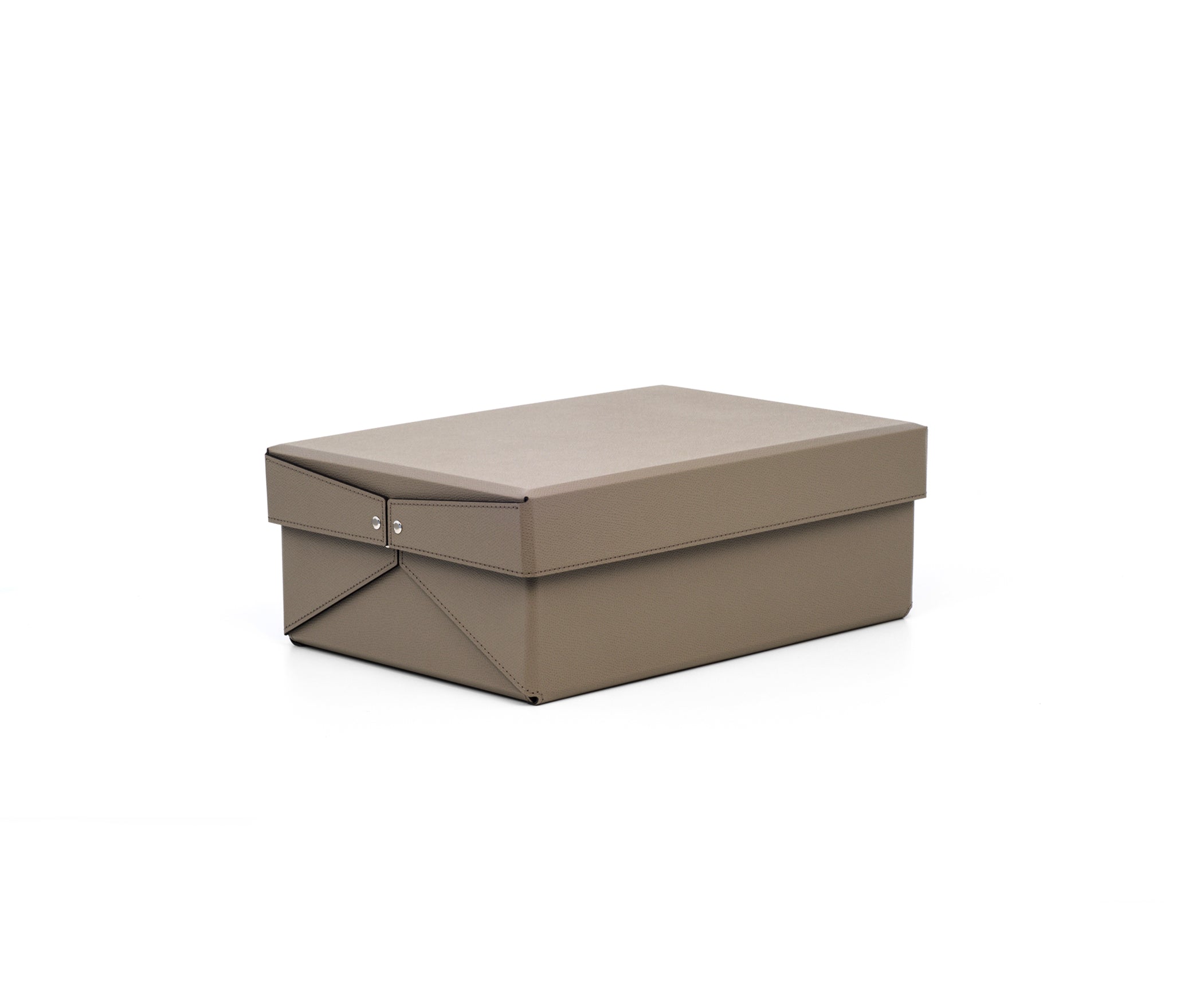 Шкатулка-купе оригами - 38X26XH14,5 см / регенерированная зернистая кожа_серо-коричневый Pinetti 00.1162.083.048