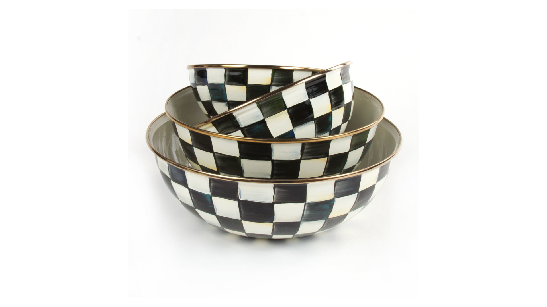 10654521 Mackenzie-Childs Салатник малый 20см Courtly Check Сталь  - Вид №1