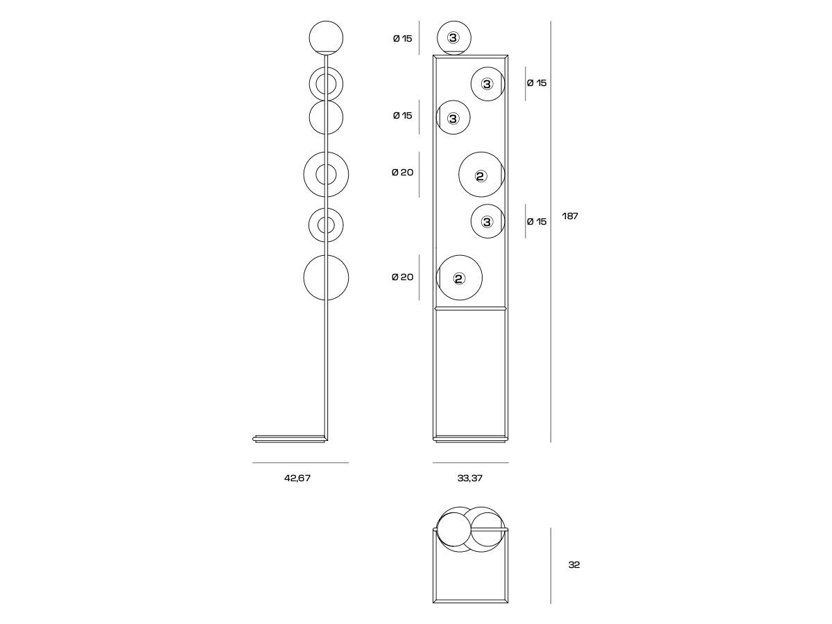 Торшер из стали и стекла с диммером Miloox Buble ARCH-00098465 - Вид №2