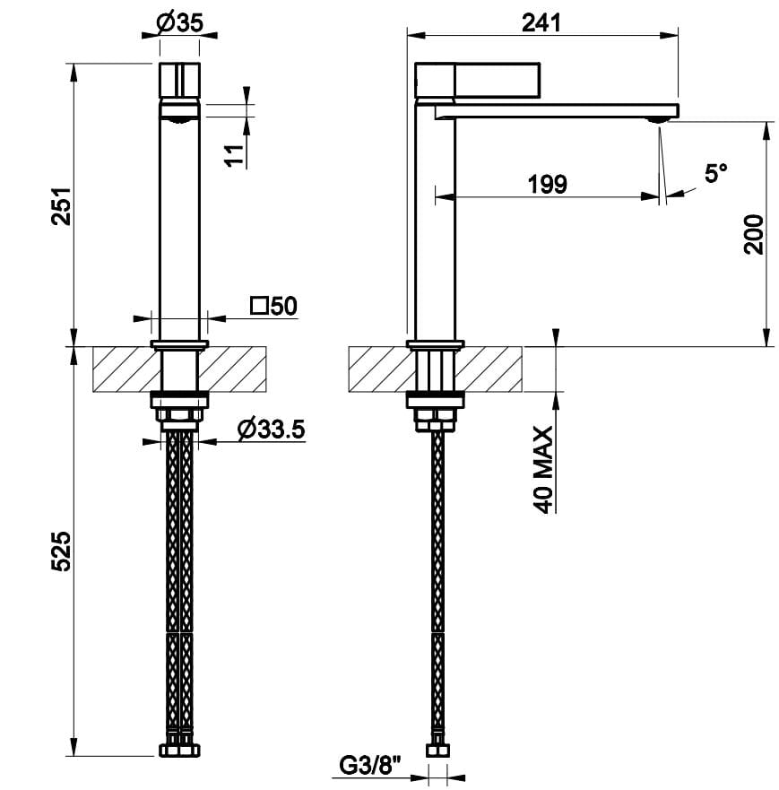 Смеситель для раковины из хромированной латуни Gessi обратный ARCH-00080556 - Вид №2
