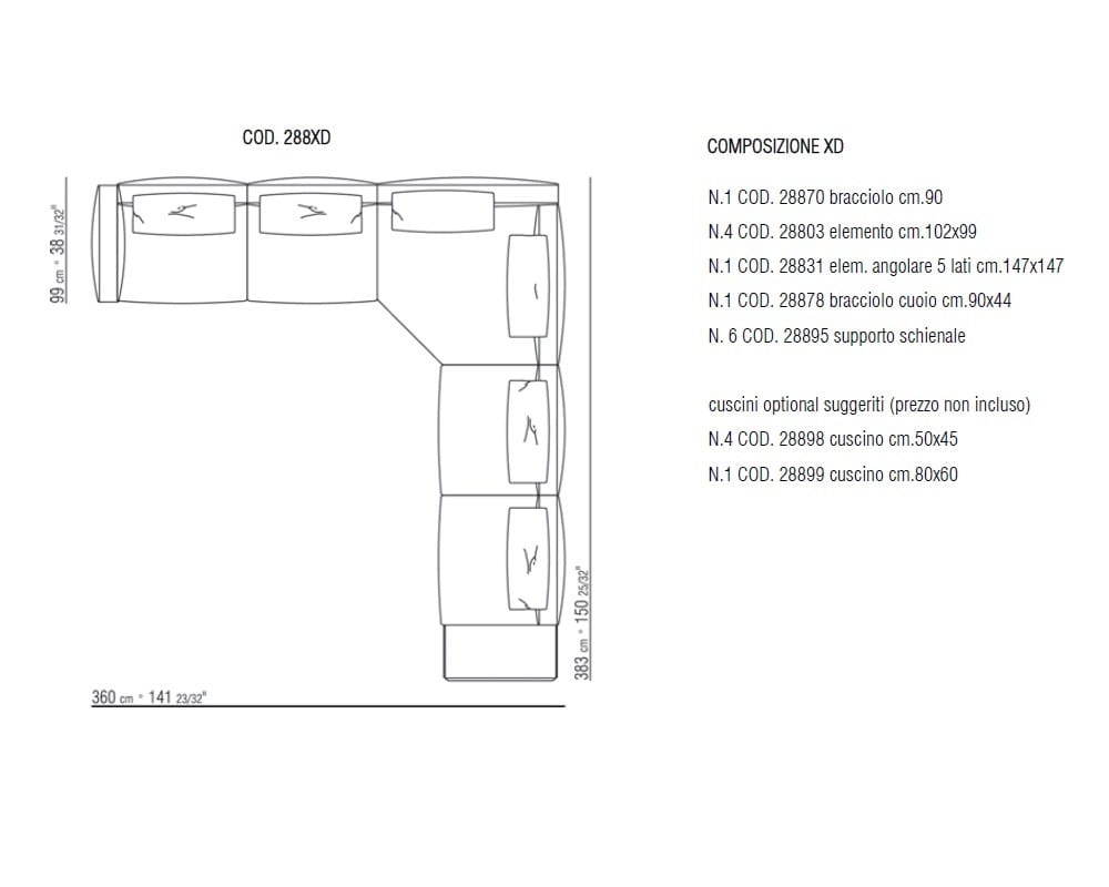 Угловой диван из ткани Flexform Harper ARCH-00029402 - Вид №15