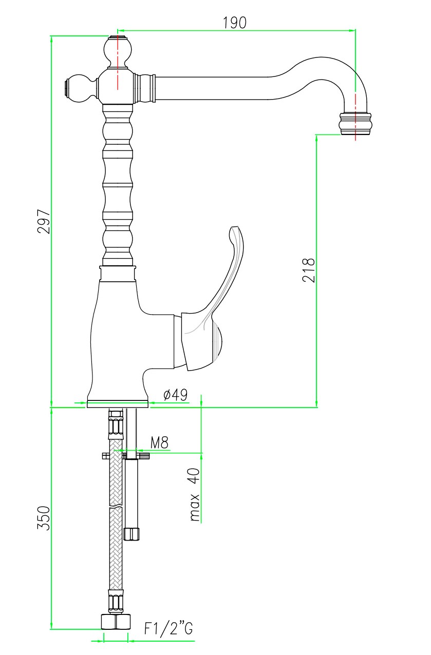 AU831802010 Смеситель для раковины Webert Aurora - Вид №1