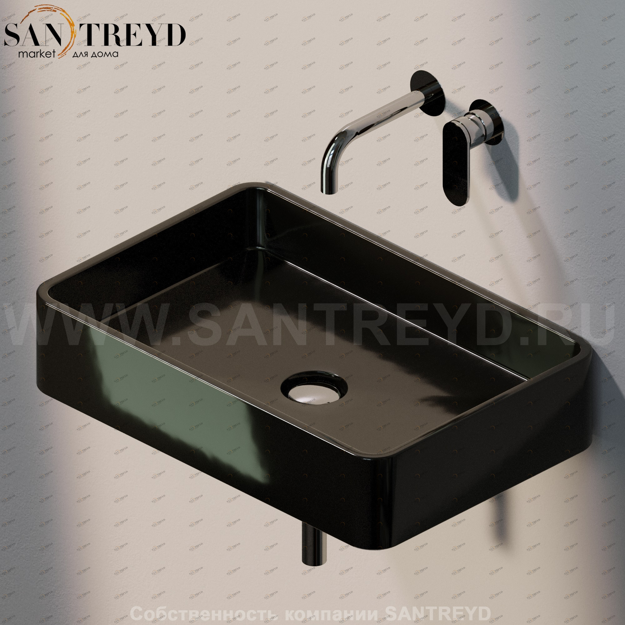 MWL609017 Подвесная раковина настенная прямоугольная Ceramica Flaminia Miniwash черная