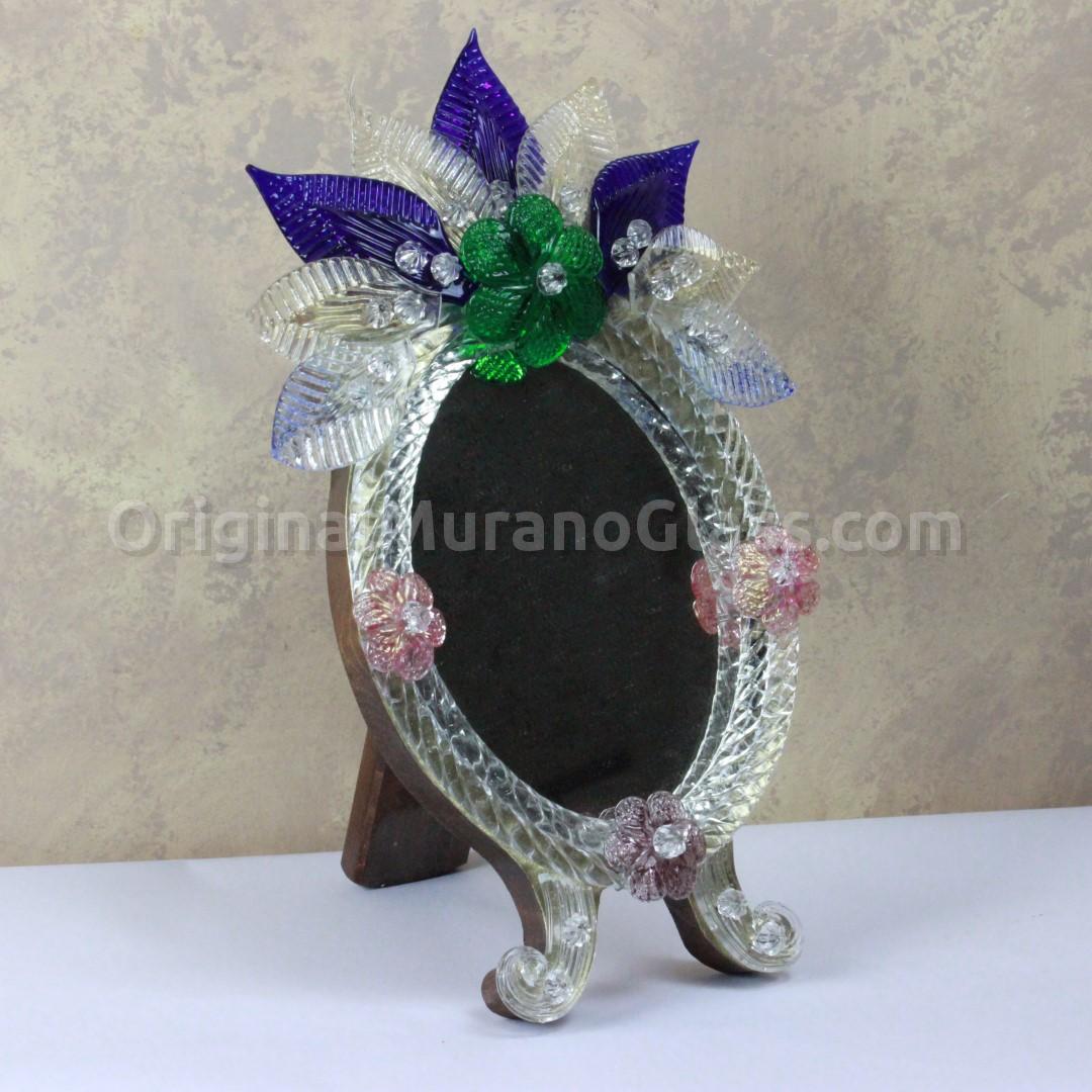 886 ORIGINALMURANOGLASS Настольное Венецианское Зеркало - Цветы - муранское стекло OMG  см  - Вид №1