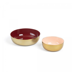068888 Набор из 2 чаш латунная эмаль розовая бордовая La Forma Flurry