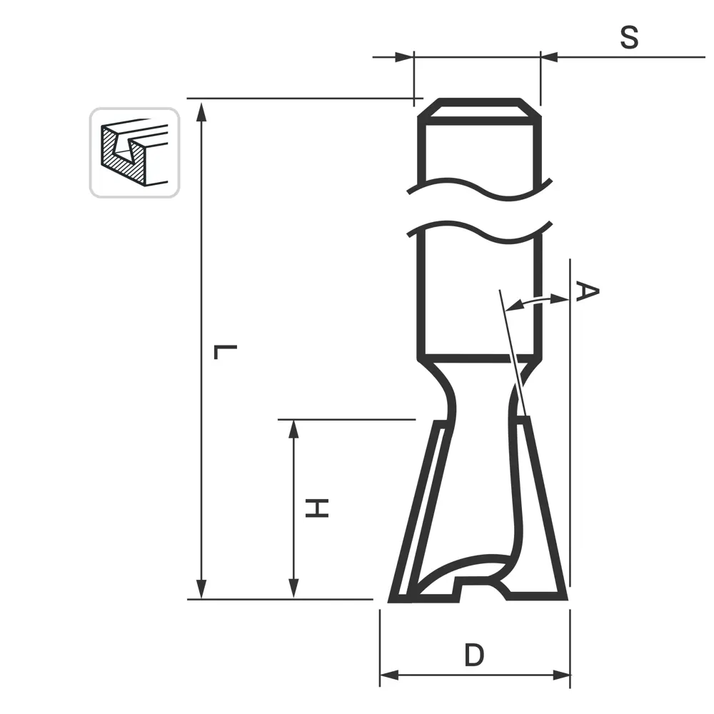 Фреза по дереву пазовая ласточкин хвост 553380 15.8x22 мм хвостовик 8 мм Santreyd STLM-2064400 - Вид №1