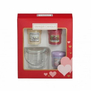 Подарочный набор 3 вотива и подсвечник "Сердце" YANKEE CANDLE  268077 Красный