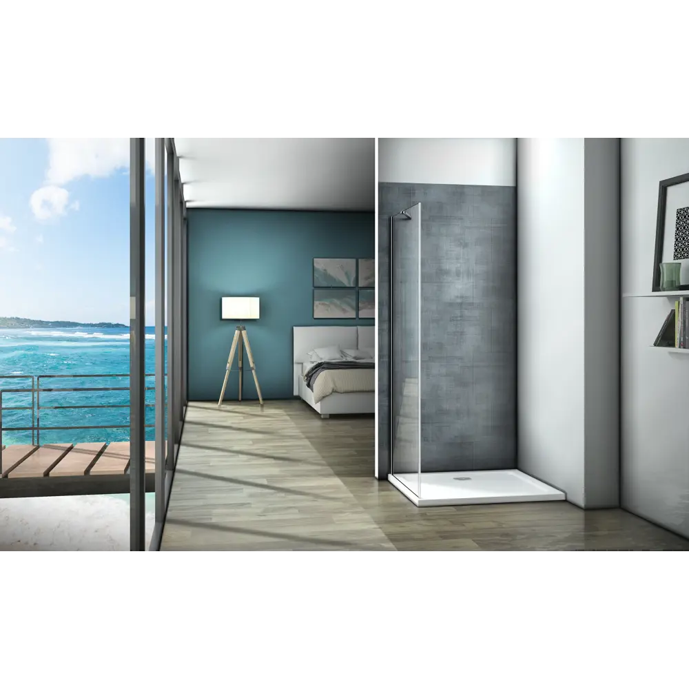 Боковая панель для душа Rain 80x185см профиль хромированный стекло прозрачное 5мм Santreyd STLM-2012350 - Вид №5