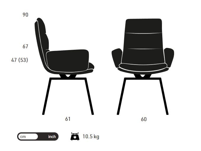 Поворотный стул с крестообразной рамой и подлокотниками KFF Arva ARCH-00050334 - Вид №3