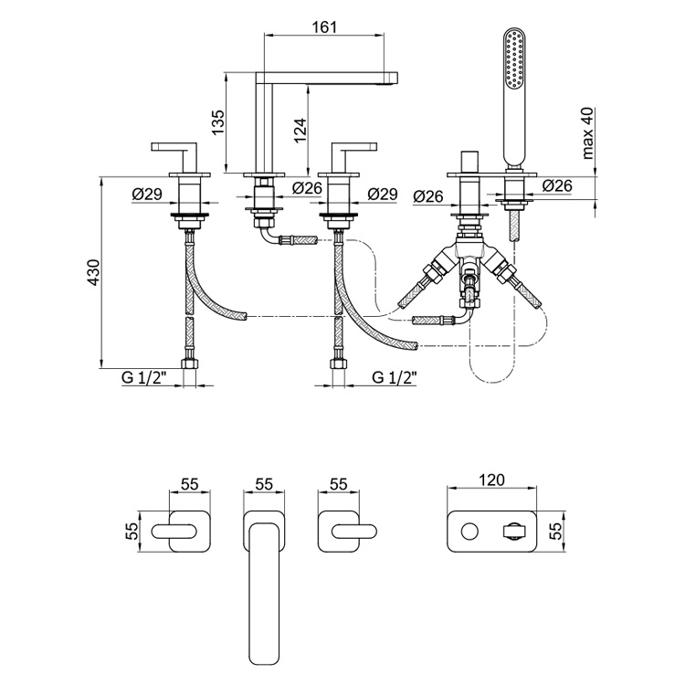 LV730401015 Смеситель для ванны с душем Webert Living - Вид №1