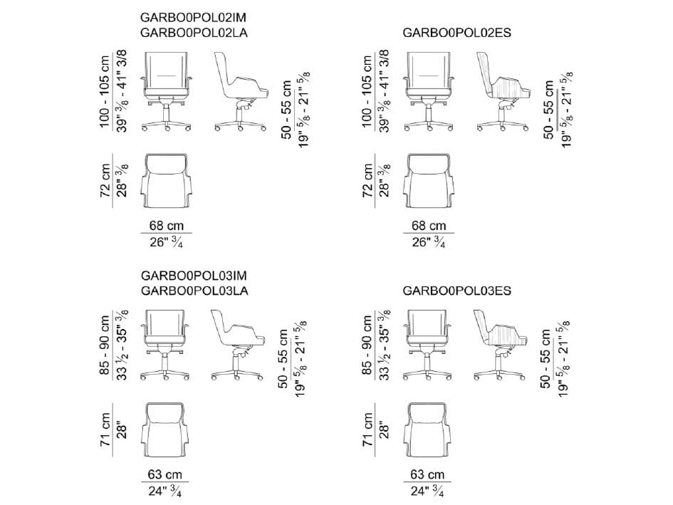 Вращающееся офисное кресло из кожи и дерева с подлокотниками i 4 Mariani ARCH-00111277 - Вид №7