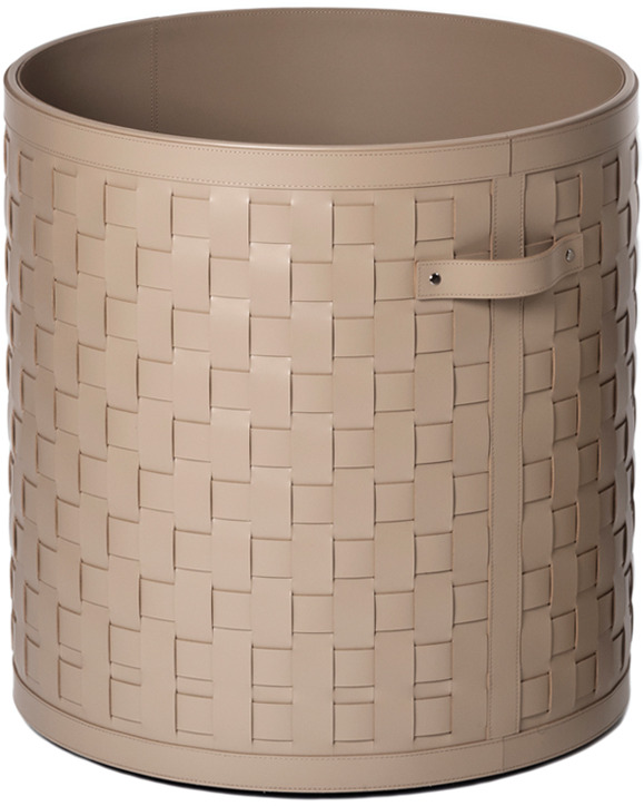 Корзина Demetra на колесиках - Ø 50XH55 см / регенерированная кожа_крем