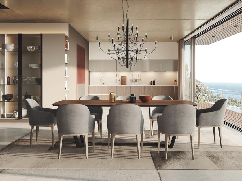 PRADDY Овальный обеденный стол из лакированного дерева в современном стиле  Ml181  - Вид №2